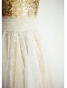 Champagne Sequin Ivory Tulle Knee Length Flower Girl Dress 